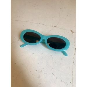 Womens Oval Frame Blue Mod Sunglasses Sunnies Turquoise One Size